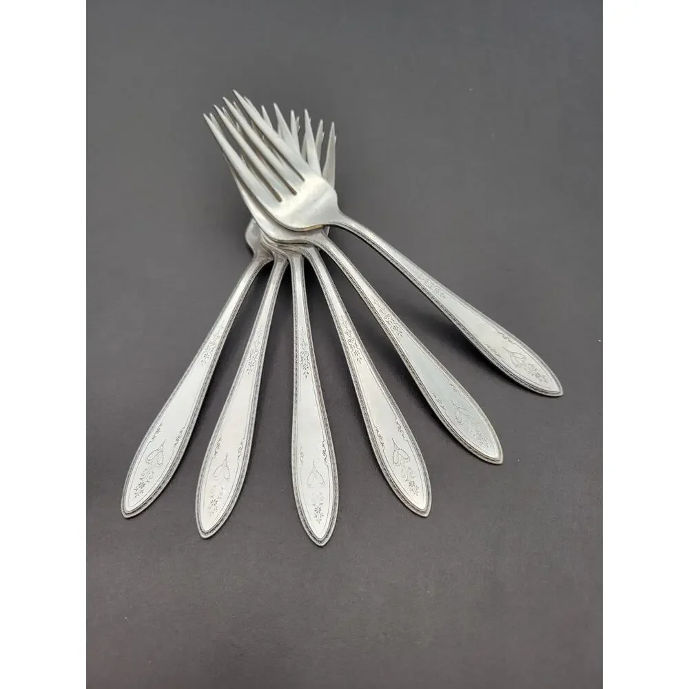 1847 Rogers Bros ARGOSY Set 6 Salad Fork Silver Plate 1926 Flatware